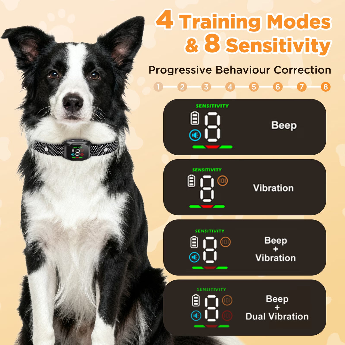Dog Bark Collar for Large Medium Small Dogs - MTUYELI Rechargeable anti Barking Training Collar with 5 Adjustable Sensitivity Beep Vibration (Black)