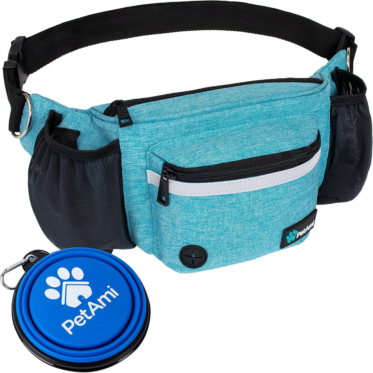 Dog Fanny Pack, Treat Pouch for Dog Walking Training, Turquoise Blue