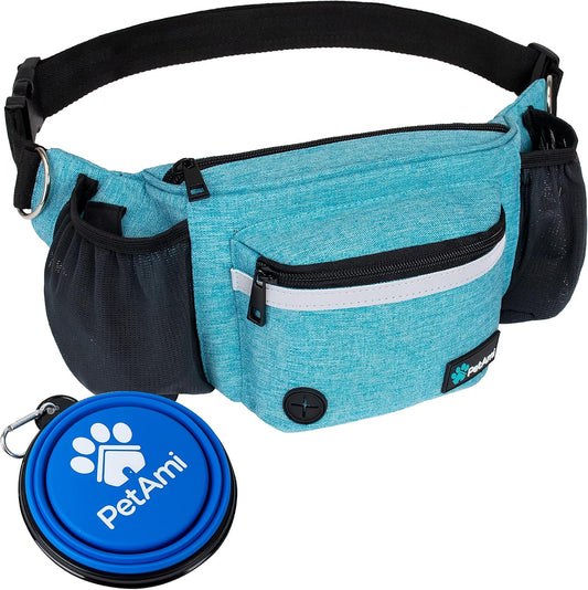 Dog Fanny Pack, Treat Pouch for Dog Walking Training, Turquoise Blue