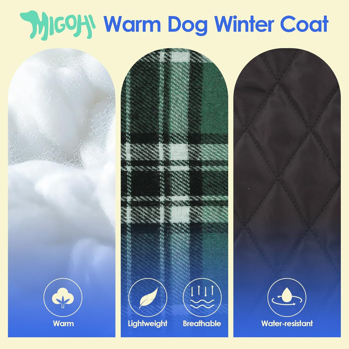 Reversible Dog Coat, Warm Dog Coats with Leash Hole,Green, S