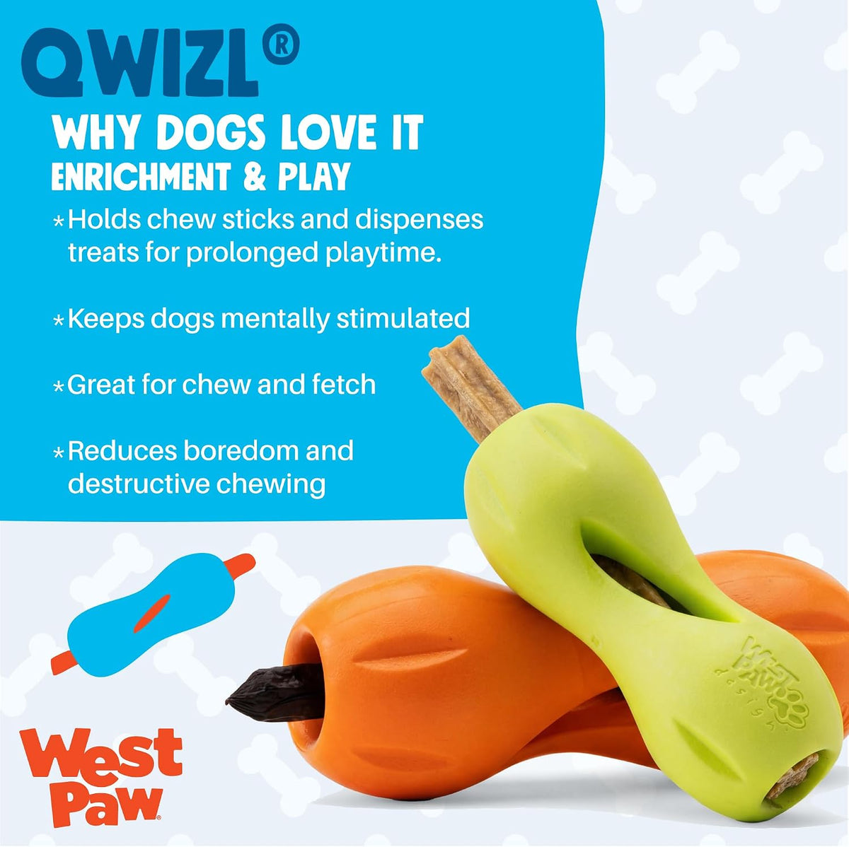 Zogoflex Qwizl Interactive Treat Dispensing Dog Puzzle Treat Toy for Dogs, Granny Smith, Large