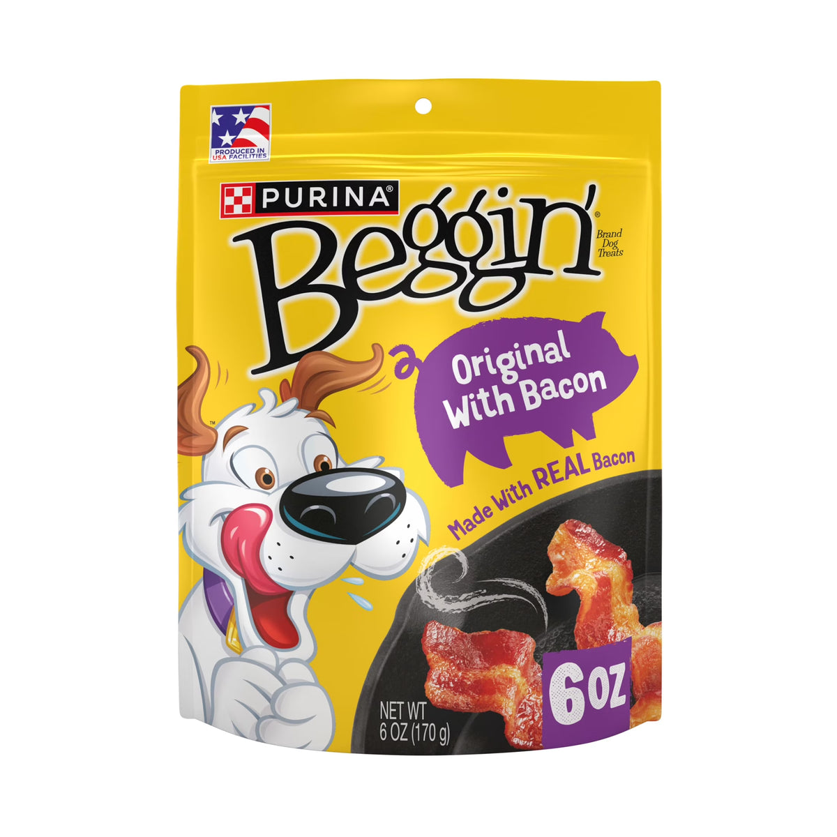 Purina  Strips Dog Treat Chews, Original with Real Bacon Snacks, 6 Oz Pouch