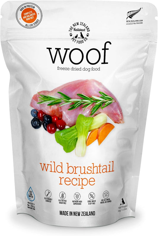 WOOF Freeze Dried Dog Food - Wild Brushtail Recipe, High Protein Dog Treats, Dog Food Toppers & Meals - 35 Ounce (Pack of 1)