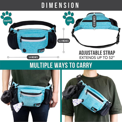 Dog Fanny Pack, Treat Pouch for Dog Walking Training, Turquoise Blue