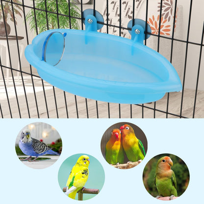 Bird Bath with Mirror Portable Bird Bathroom Parakeet Shower Tub