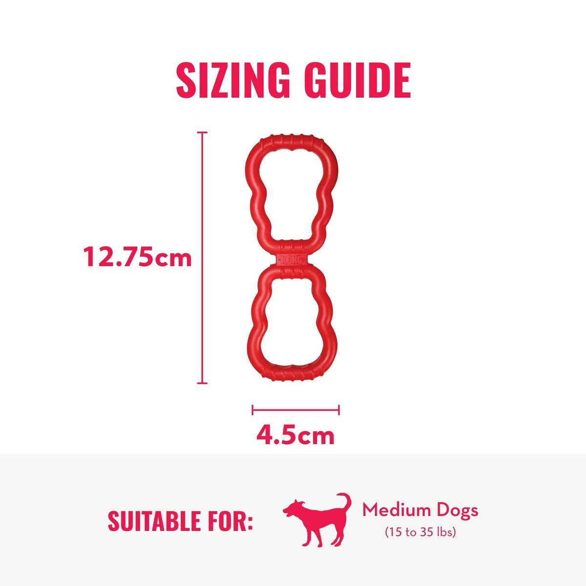 KONG - Tug - Durable Stretchy Rubber, Tug of War Dog Toy - for Medium Dogs