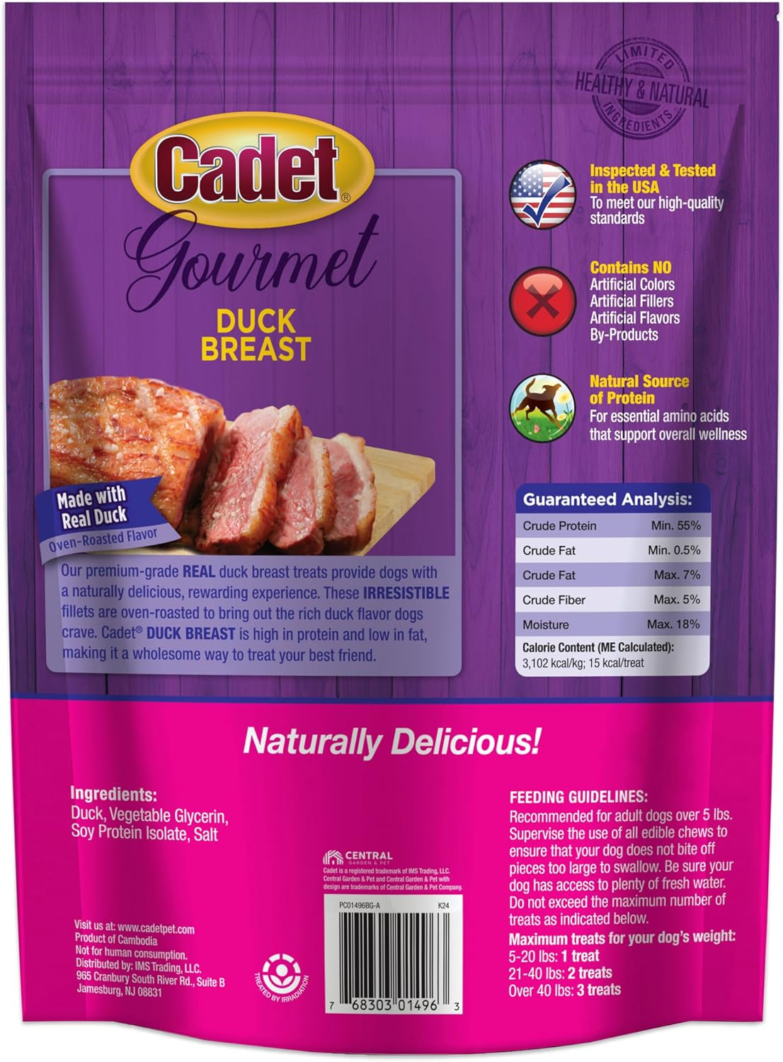 Gourmet Duck Breast Dog Jerky Treats, 2.5 Lbs