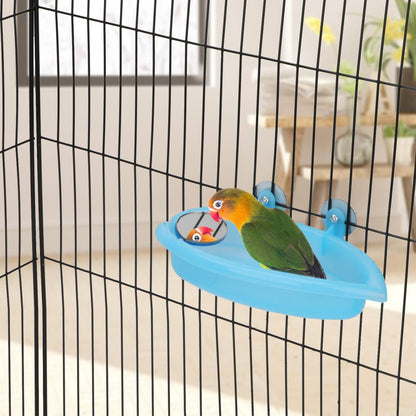 Bird Bath with Mirror Portable Bird Bathroom Parakeet Shower Tub