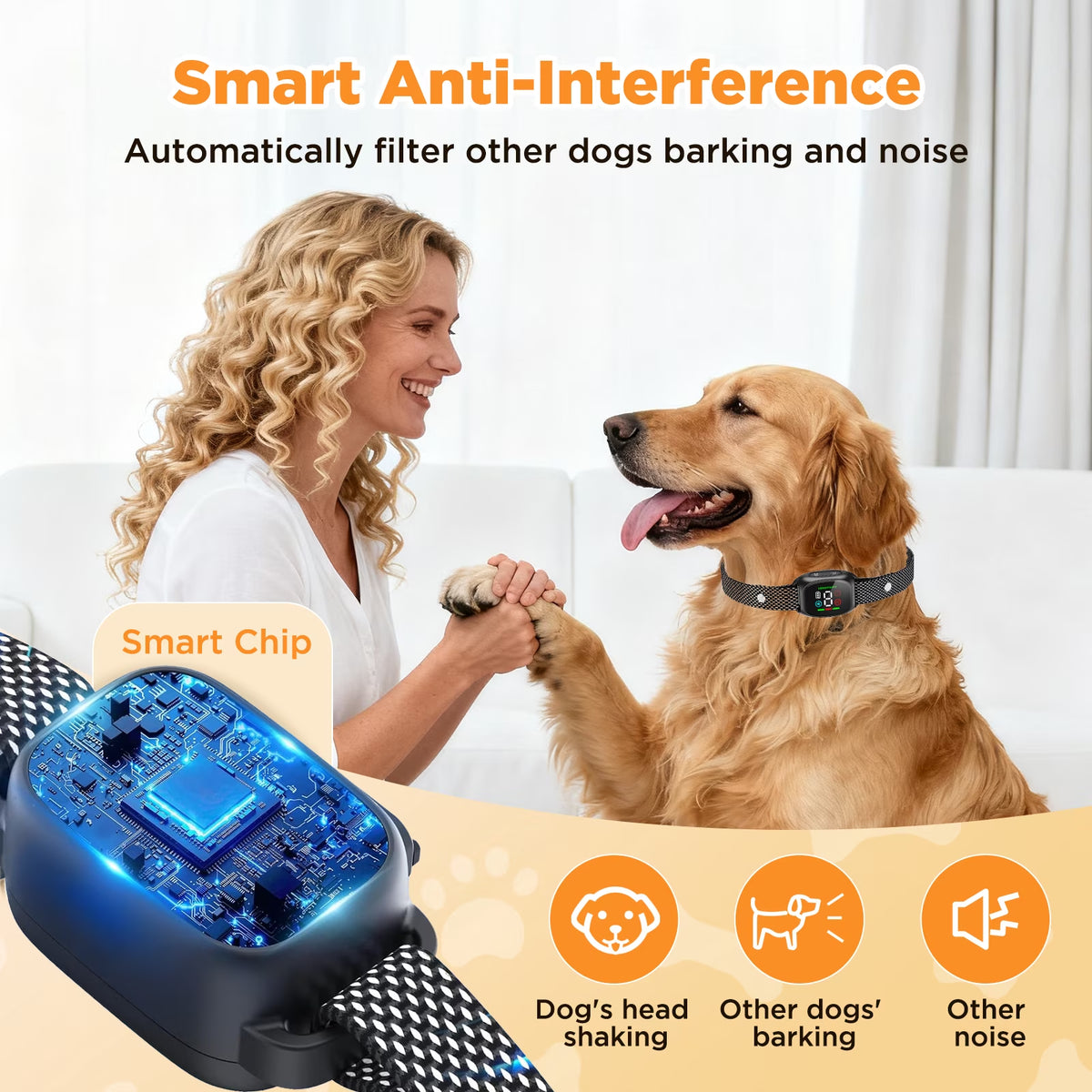 Dog Bark Collar for Large Medium Small Dogs - MTUYELI Rechargeable anti Barking Training Collar with 5 Adjustable Sensitivity Beep Vibration (Black)
