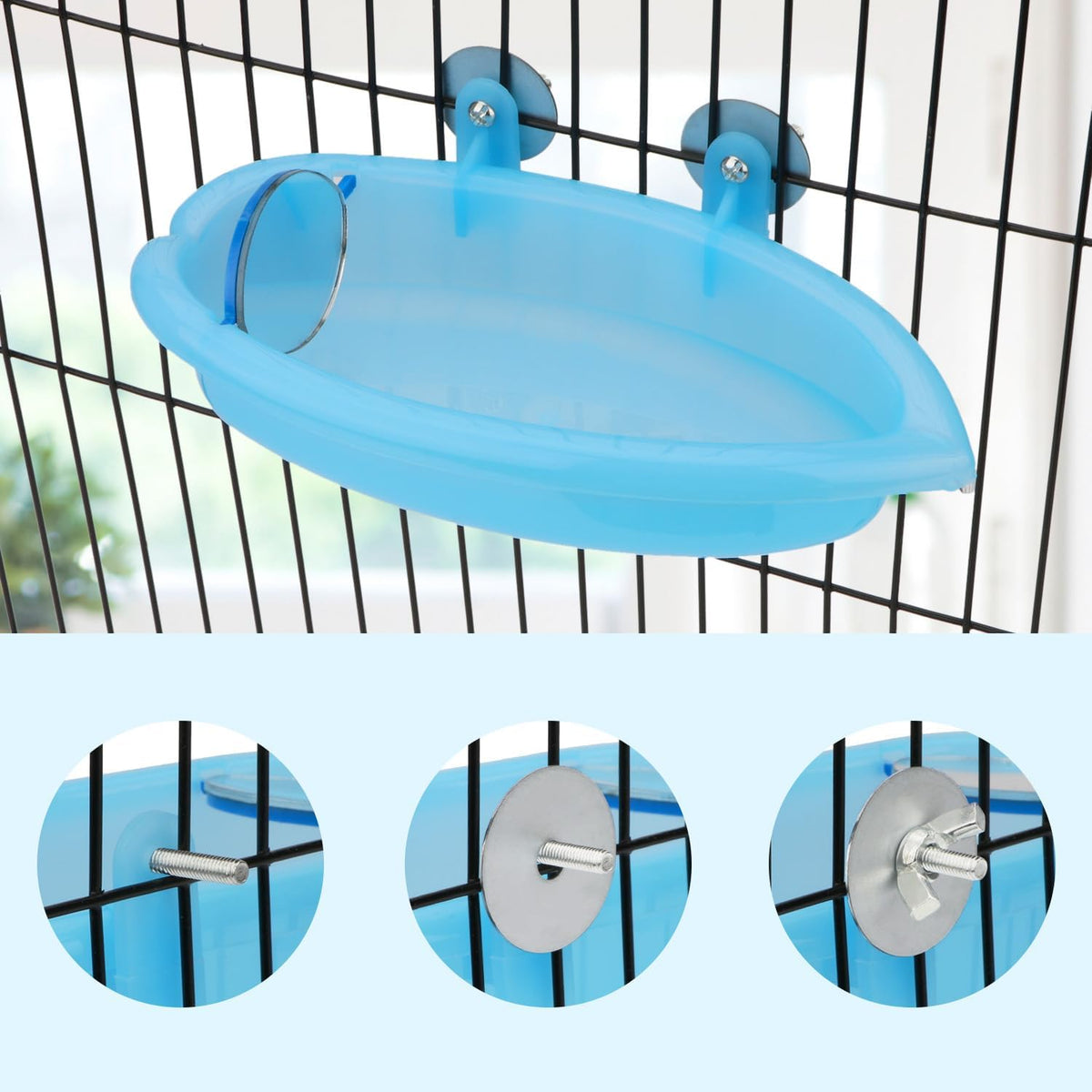 Bird Bath with Mirror Portable Bird Bathroom Parakeet Shower Tub