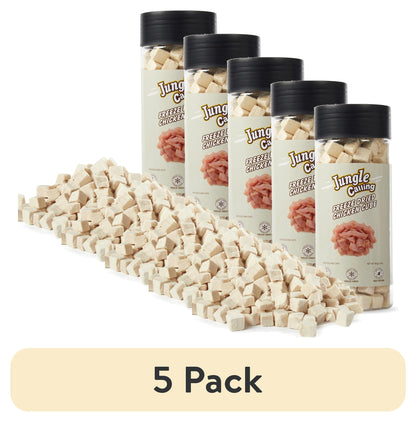 (5 Pack)  Freeze Dried Cat and Dog Treats Grain Free, Raw Single Ingredient Chicken High Protein Snacks for Training
