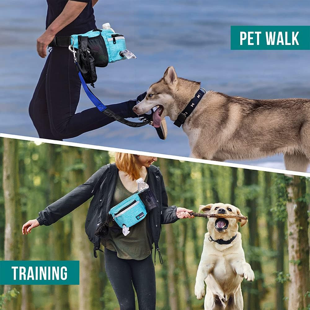 Dog Fanny Pack, Treat Pouch for Dog Walking Training, Turquoise Blue