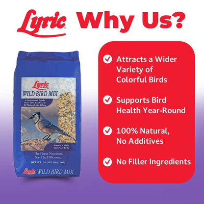 20 Lbs. Wild Bird Mix Bird Seed for outside Feeders