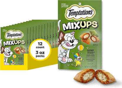 Mixups Crunchy and Soft Cat Treats, Catnip Fever, 3 Oz, 12Pk