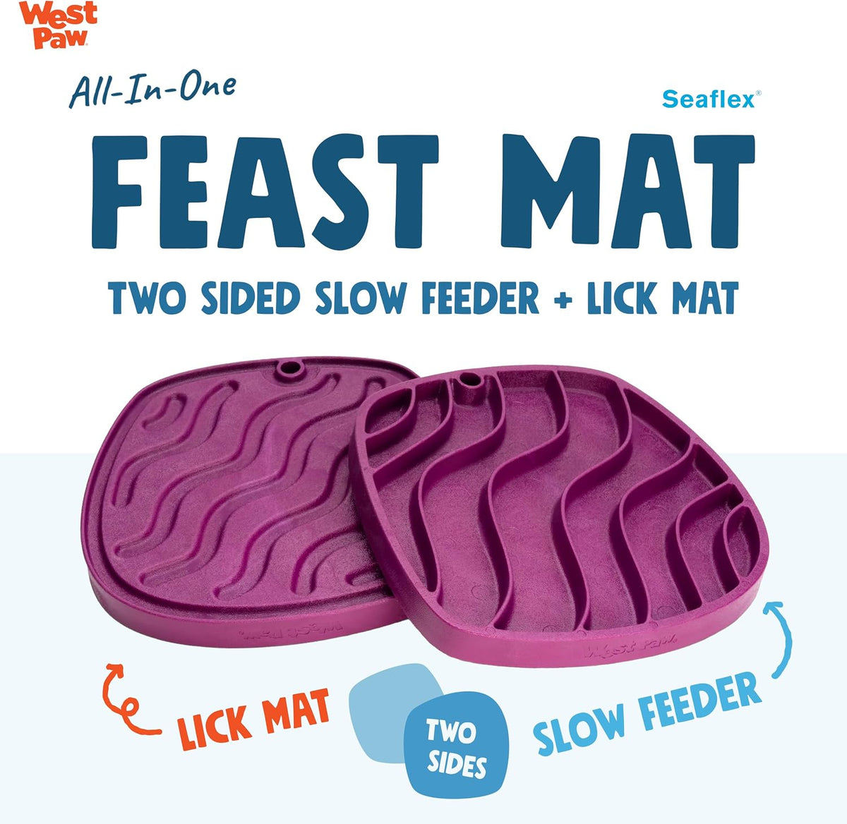Seaflex Waves Feast Mat – All-In-One, Slow Feeder, Lick Mat – Encourages Foraging & Food Exploration - Engages Picky Eaters & Slow Feeding - Versatile – Easy to Clean, Non-Toxic - Tropic