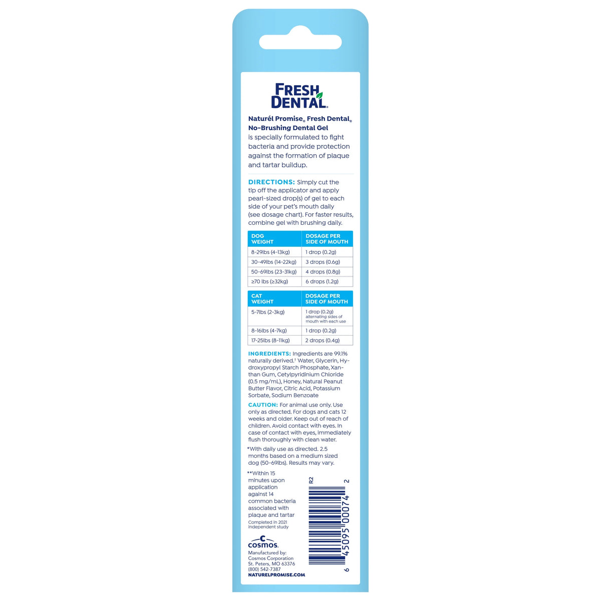 Fresh Dental No Brushing Gel Toothpaste for Dogs & Cats, Plaque Remover Pet Toothpaste, 4 Fl Oz