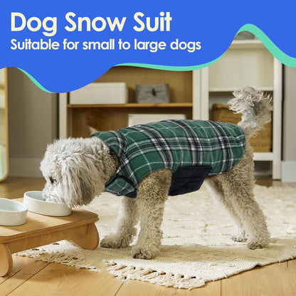 Reversible Dog Coat, Warm Dog Coats with Leash Hole,Green, S