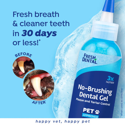 Fresh Dental No Brushing Gel Toothpaste for Dogs & Cats, Plaque Remover Pet Toothpaste, 4 Fl Oz