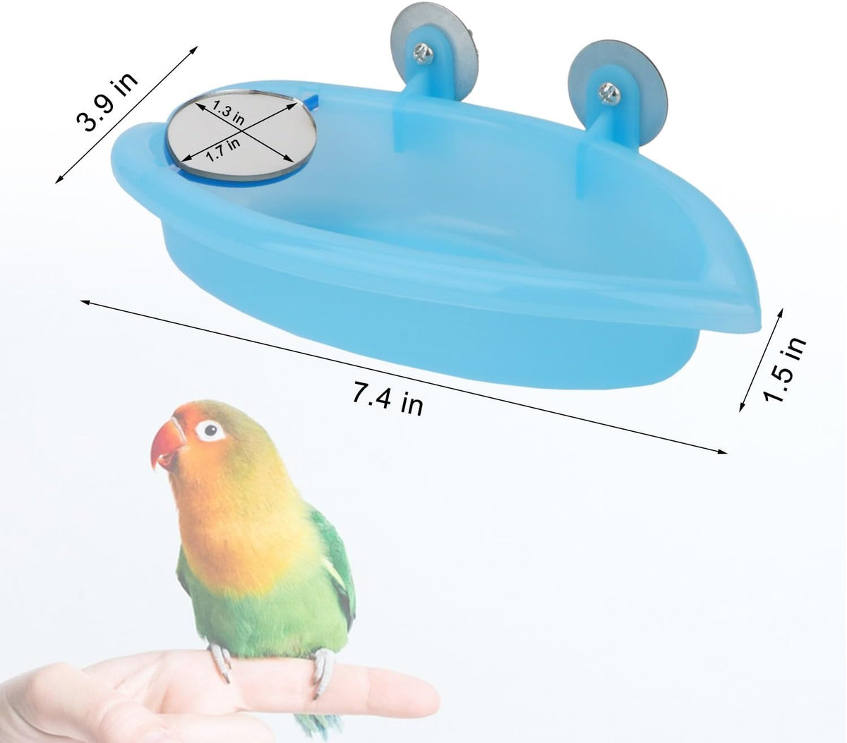 Bird Bath with Mirror Portable Bird Bathroom Parakeet Shower Tub