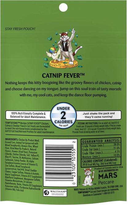 Mixups Crunchy and Soft Cat Treats, Catnip Fever, 3 Oz, 12Pk