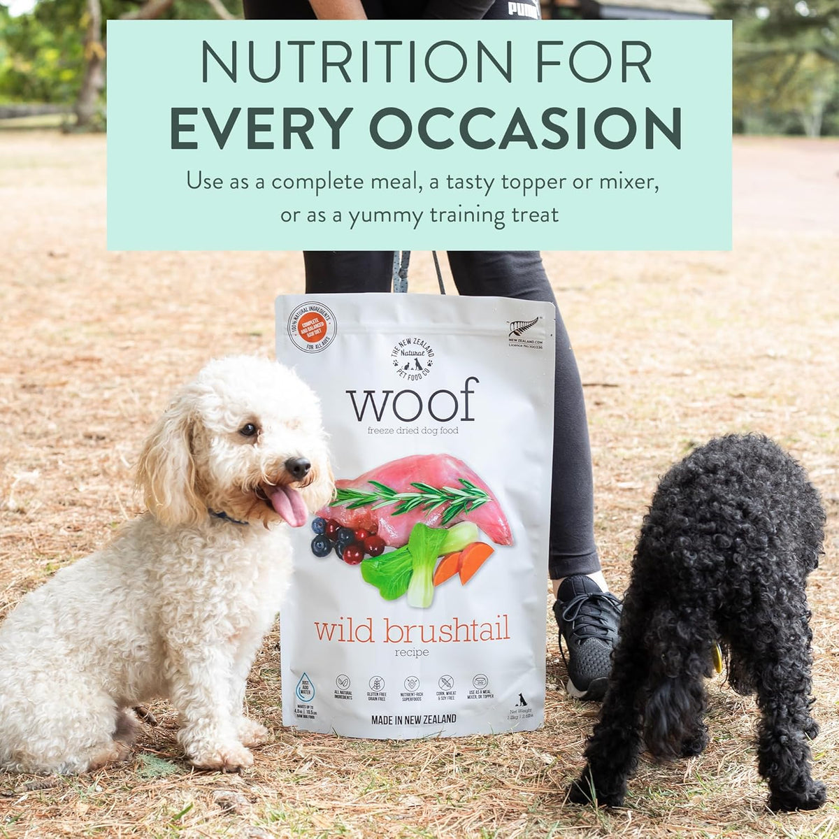 WOOF Freeze Dried Dog Food - Wild Brushtail Recipe, High Protein Dog Treats, Dog Food Toppers & Meals - 35 Ounce (Pack of 1)