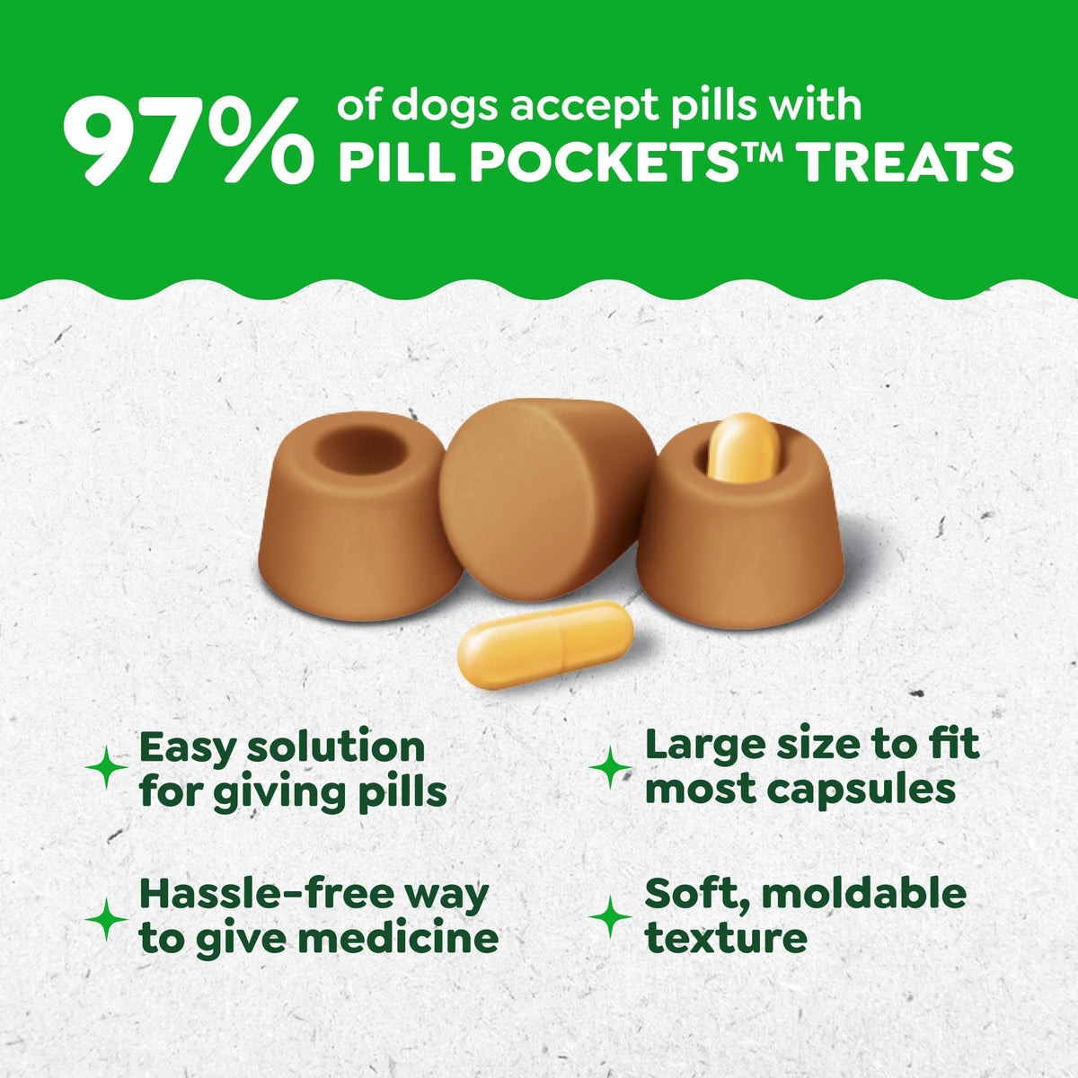 Pill Pockets Cheese Flavor Capsule Size Soft Treats for Dogs, 7.9 Oz Pouch (30 Treats)