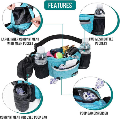Dog Fanny Pack, Treat Pouch for Dog Walking Training, Turquoise Blue