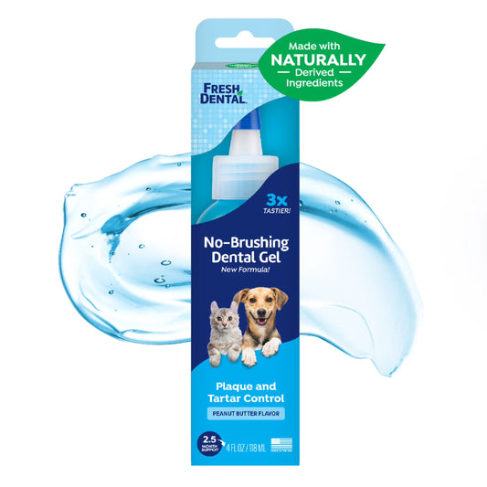 Fresh Dental No Brushing Gel Toothpaste for Dogs & Cats, Plaque Remover Pet Toothpaste, 4 Fl Oz