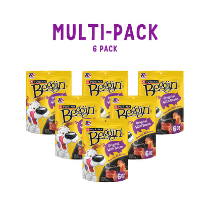 Purina  Strips Dog Treat Chews, Original with Real Bacon Snacks, 6 Oz Pouch
