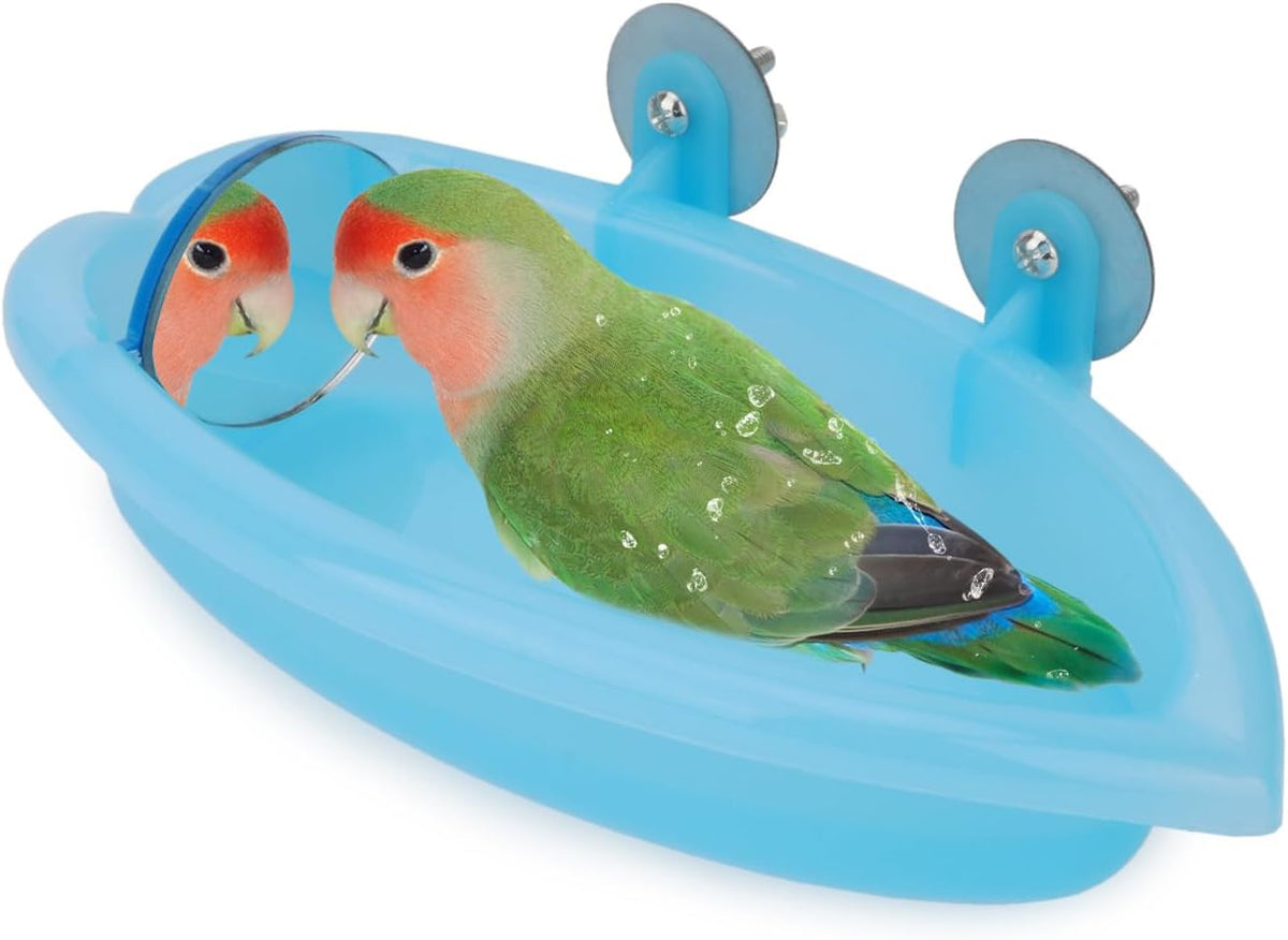Bird Bath with Mirror Portable Bird Bathroom Parakeet Shower Tub