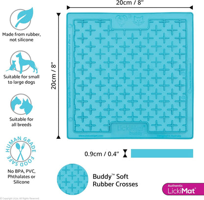 Classic Buddy Slow Feeder for Dogs Lick Mat Boredom Anxiety Reducer Perfect for Food Treats Yogurt Liquid Food Peanut Butter Fun Alternative to a Slow Feed Dog Bowl, Turquoise