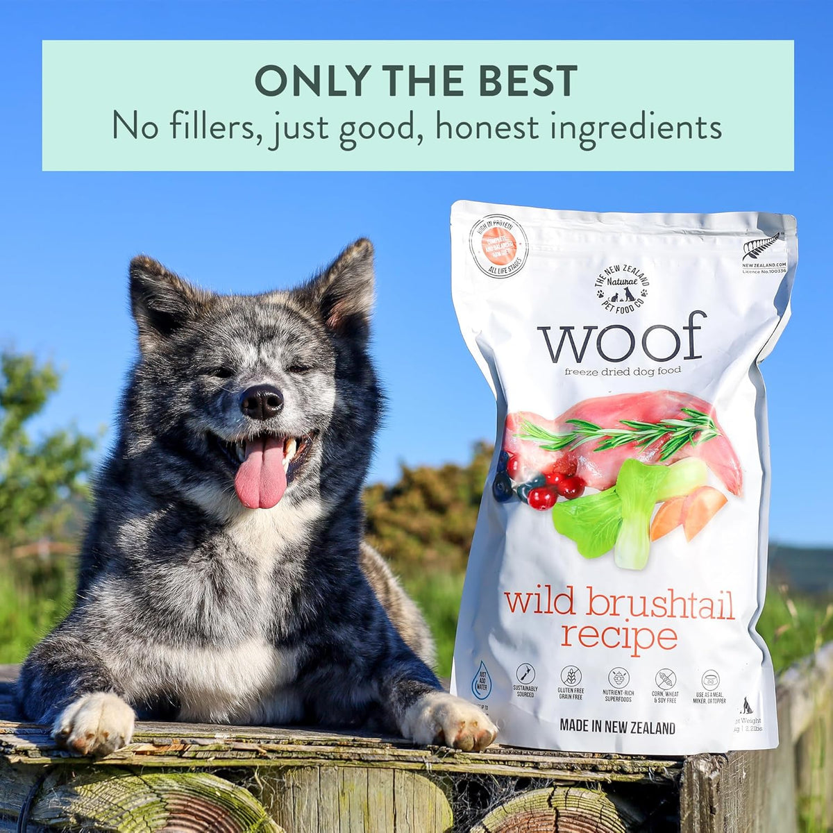 WOOF Freeze Dried Dog Food - Wild Brushtail Recipe, High Protein Dog Treats, Dog Food Toppers & Meals - 35 Ounce (Pack of 1)