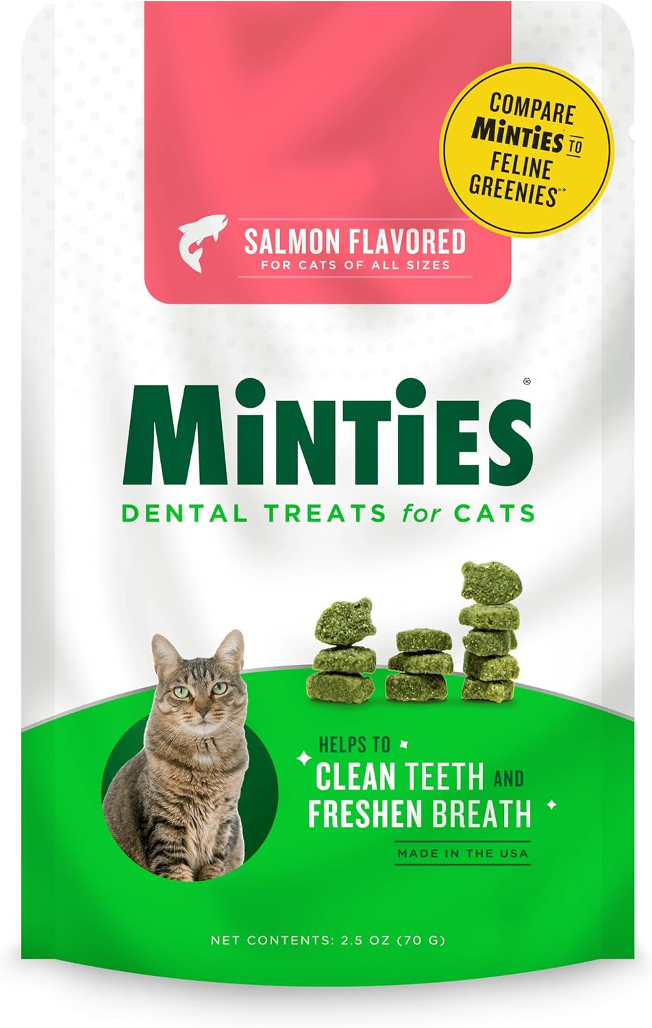Dental Treats for Cats, Salmon Flavor, 2.5Oz