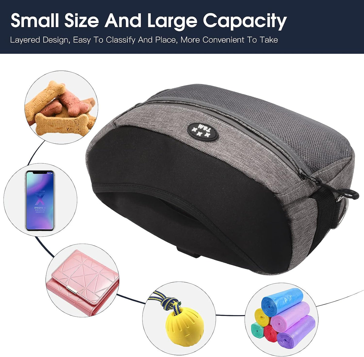 Dog Treat Pouch with Dog Poop Bag Dispenser, Dog Training Treats Bag with Adjustable for Walking Running Ourdoors with Dog