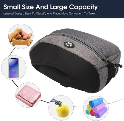 Dog Treat Pouch with Dog Poop Bag Dispenser, Dog Training Treats Bag with Adjustable for Walking Running Ourdoors with Dog