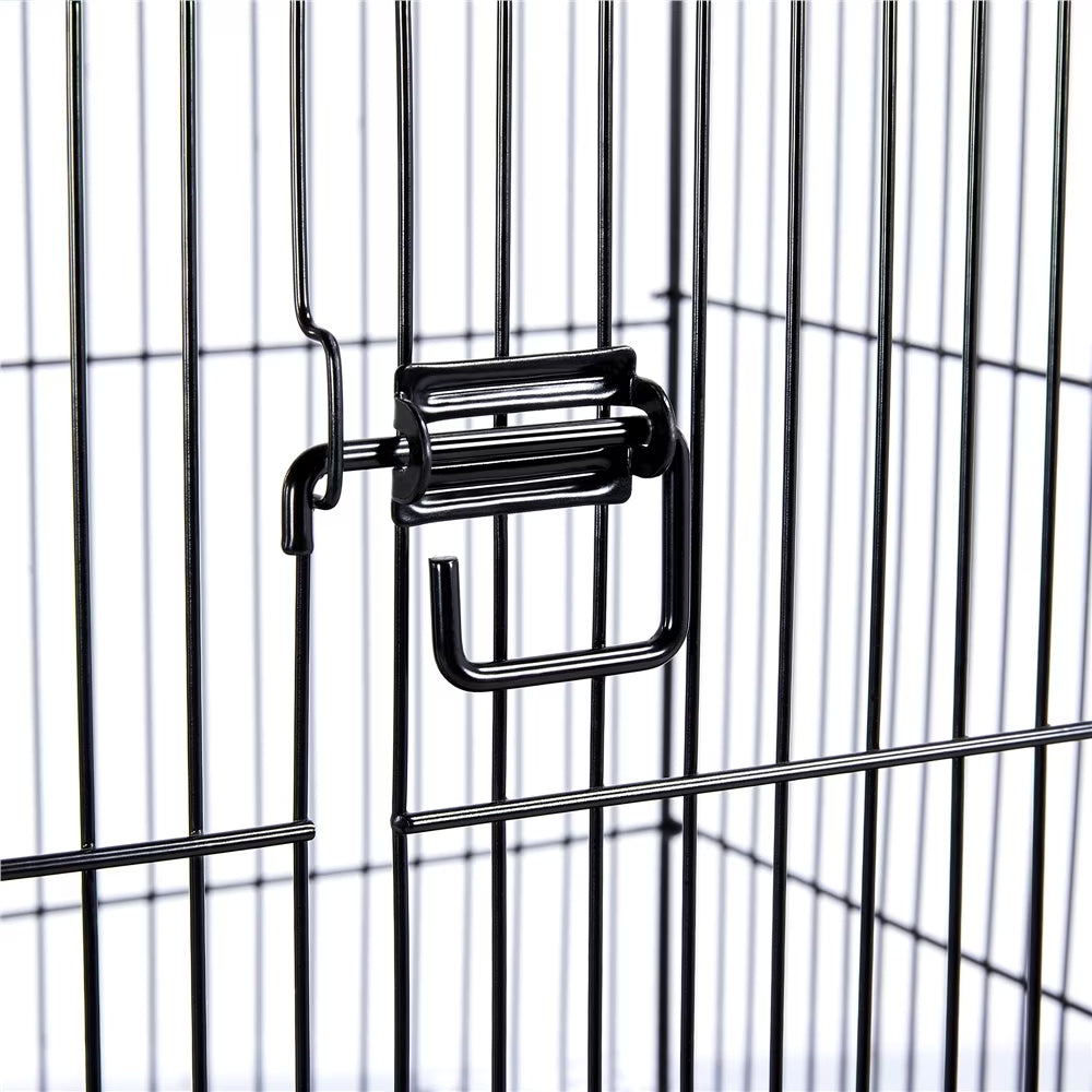 59'' H Open Top Rolling Metal Bird Cage with Stand, Black