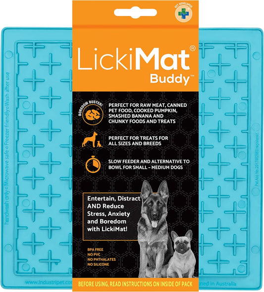 Classic Buddy Slow Feeder for Dogs Lick Mat Boredom Anxiety Reducer Perfect for Food Treats Yogurt Liquid Food Peanut Butter Fun Alternative to a Slow Feed Dog Bowl, Turquoise