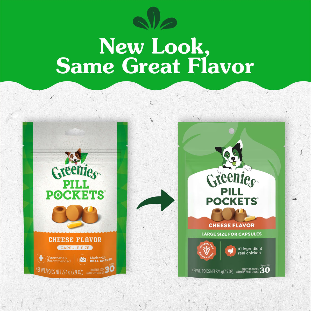 Pill Pockets Cheese Flavor Capsule Size Soft Treats for Dogs, 7.9 Oz Pouch (30 Treats)