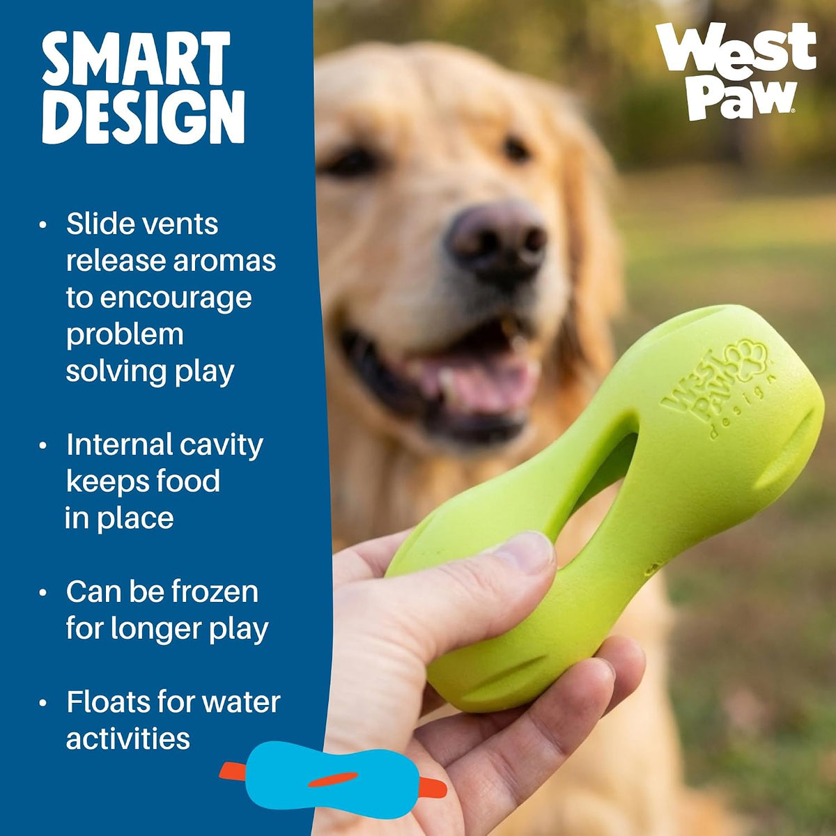 Zogoflex Qwizl Interactive Treat Dispensing Dog Puzzle Treat Toy for Dogs, Granny Smith, Large
