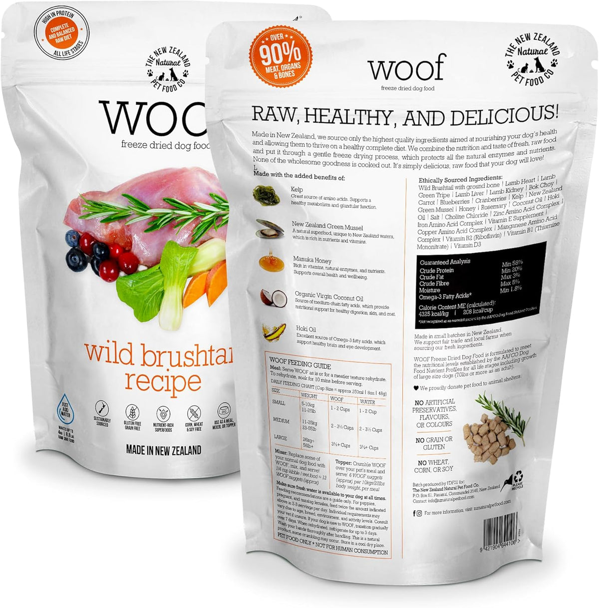 WOOF Freeze Dried Dog Food - Wild Brushtail Recipe, High Protein Dog Treats, Dog Food Toppers & Meals - 35 Ounce (Pack of 1)