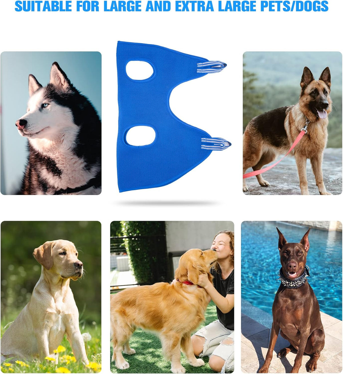 10 in 1 Pet Grooming Hammock Harness with Nail Clippers/Trimmer, Nail File, Comb,Dog Nail Hammock, Dog Grooming Sling for Nail Trimming/Clipping (Xxl/Under 120Lb, Blue)