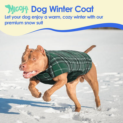 Reversible Dog Coat, Warm Dog Coats with Leash Hole,Green, S