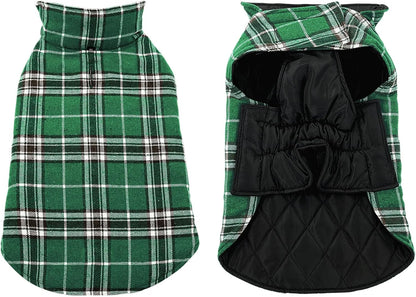 Reversible Dog Coat, Warm Dog Coats with Leash Hole,Green, S