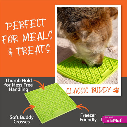Classic Buddy Slow Feeder for Dogs Lick Mat Boredom Anxiety Reducer Perfect for Food Treats Yogurt Liquid Food Peanut Butter Fun Alternative to a Slow Feed Dog Bowl, Turquoise